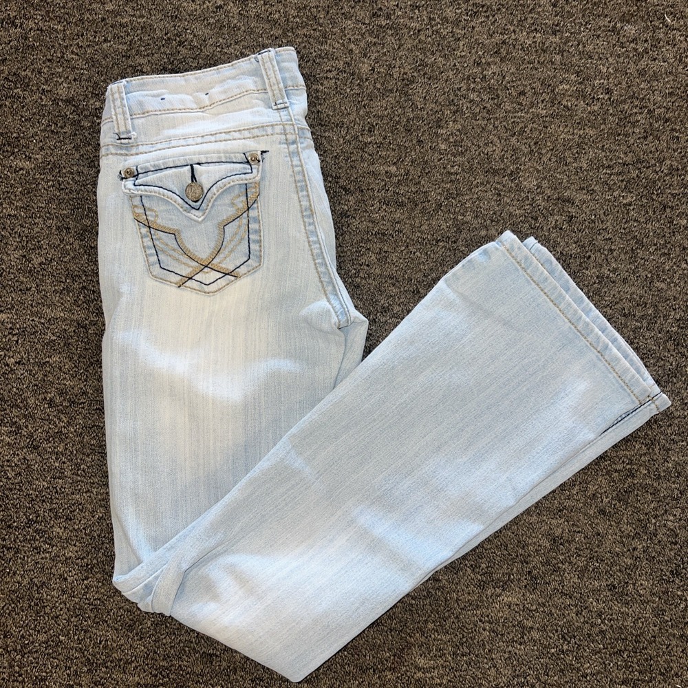 Women's Wishful Park Light Wash Bella Bootcut Denim Jeans 5 Western Big Stitch